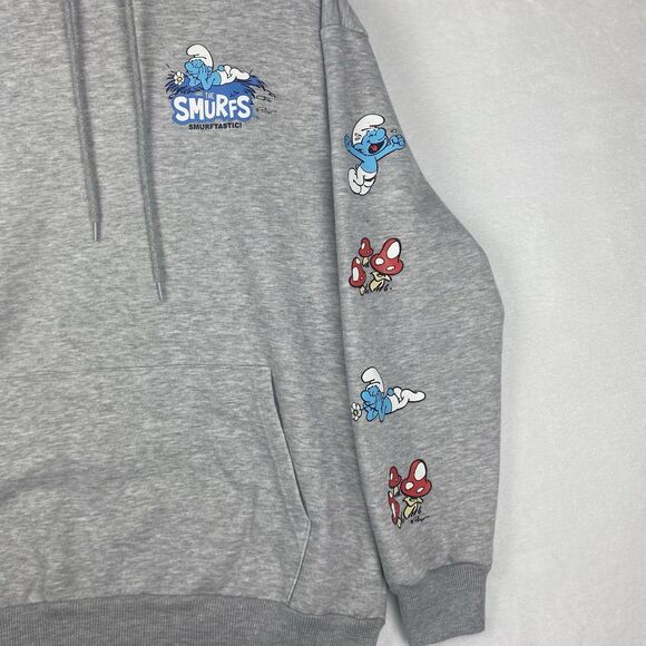 The Smurfs Graphic Print Sweater Adult Extra Large Gray Hoodie Sweatshirt - Picture 7 of 9